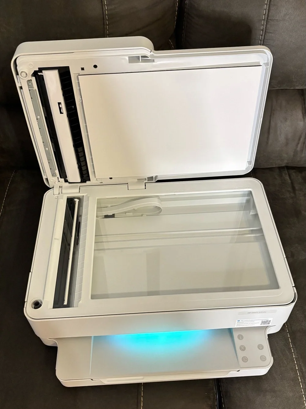 HP ENVY 6452e Printer in Light Gray with Blue Accent